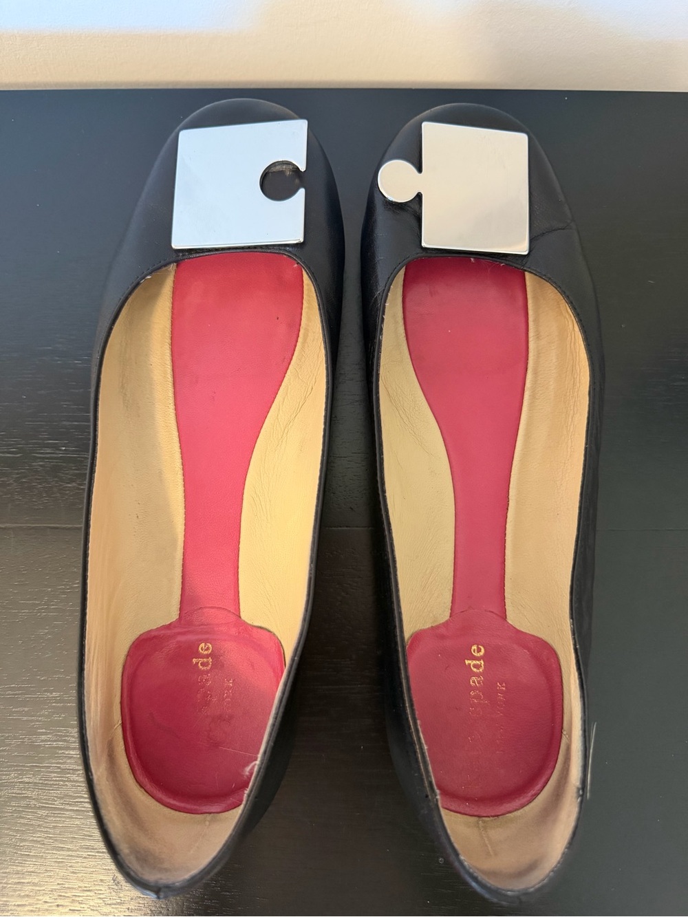 Rare Vintage Kate Spade "Puzzle" Leather Ballet Flats